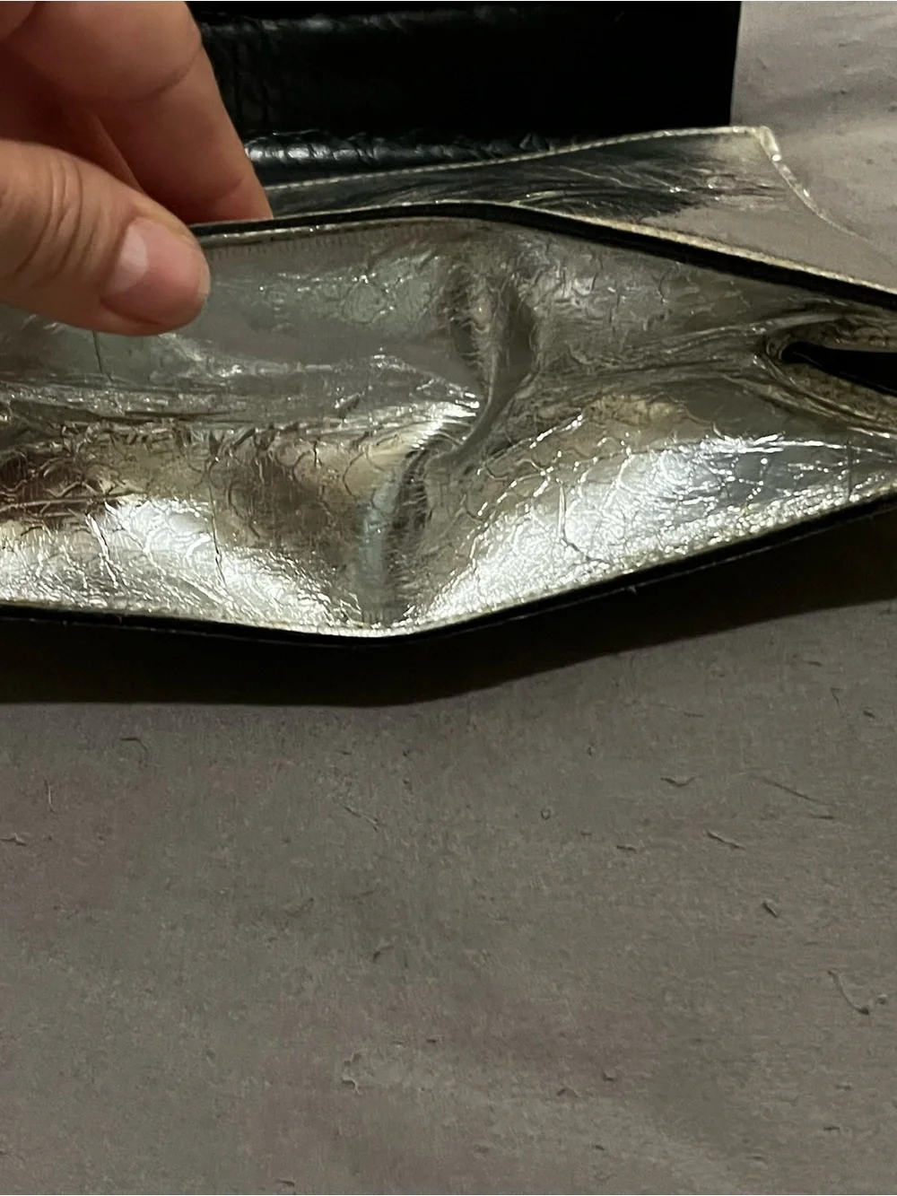 Raza Vintage Silver Black Clutch Bag with Attached Coin Purse